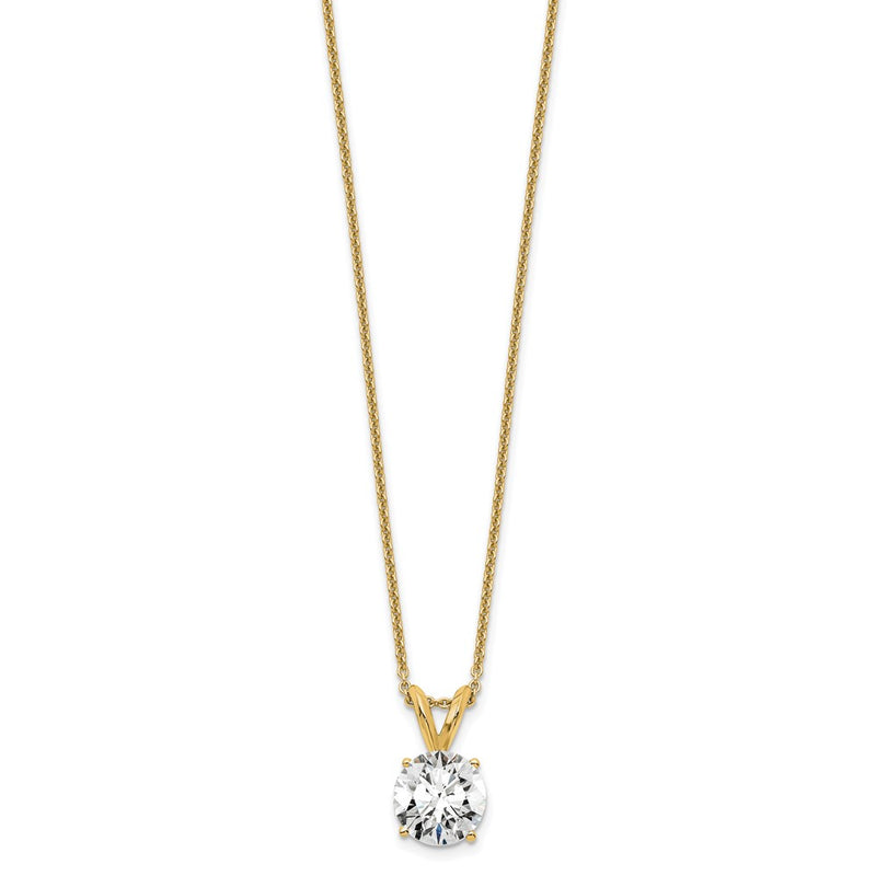 14K Yellow Gold 1 Carat Certified Lab Grown Diamond Vs+ F+ Round Complete Four Prong 18 Inch Solitaire Pendant Necklace