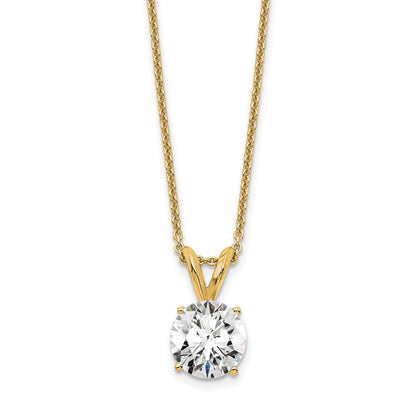 14K Yellow Gold 1 Carat Certified Lab Grown Diamond Vs+ F+ Round Complete Four Prong 18 Inch Solitaire Pendant Necklace