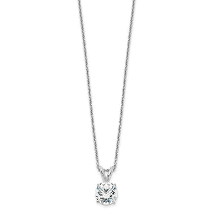 14k White Gold 1 Ct. Lab Grown Diamond VS+ F+ Round Complete Four Prong 18 inch Solitaire Pendant Necklace