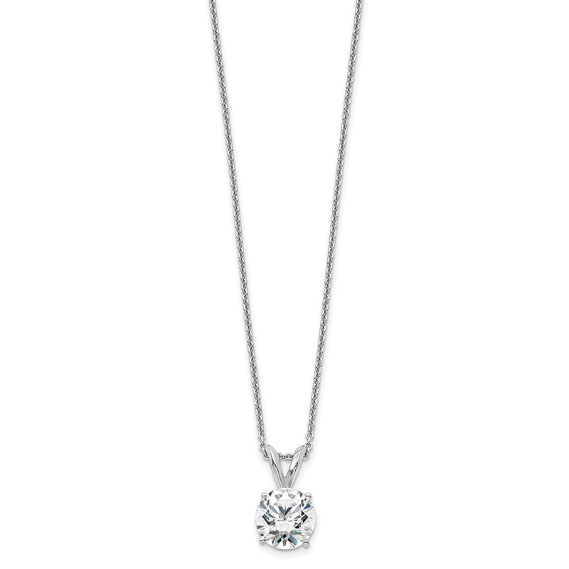 14K White Gold 1 Carat Certified Lab Grown Diamond Vs+ F+ Round Complete Four Prong 18 Inch Solitaire Pendant Necklace