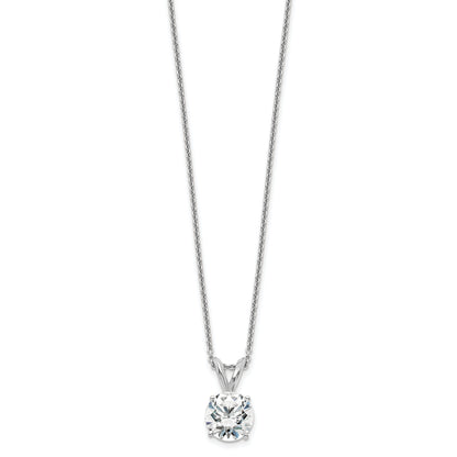 14K White Gold 1 Carat Certified Lab Grown Diamond Vs+ F+ Round Complete Four Prong 18 Inch Solitaire Pendant Necklace