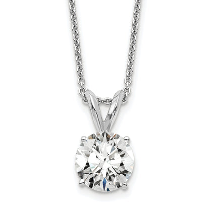 14K White Gold 1 Carat Certified Lab Grown Diamond Vs+ F+ Round Complete Four Prong 18 Inch Solitaire Pendant Necklace