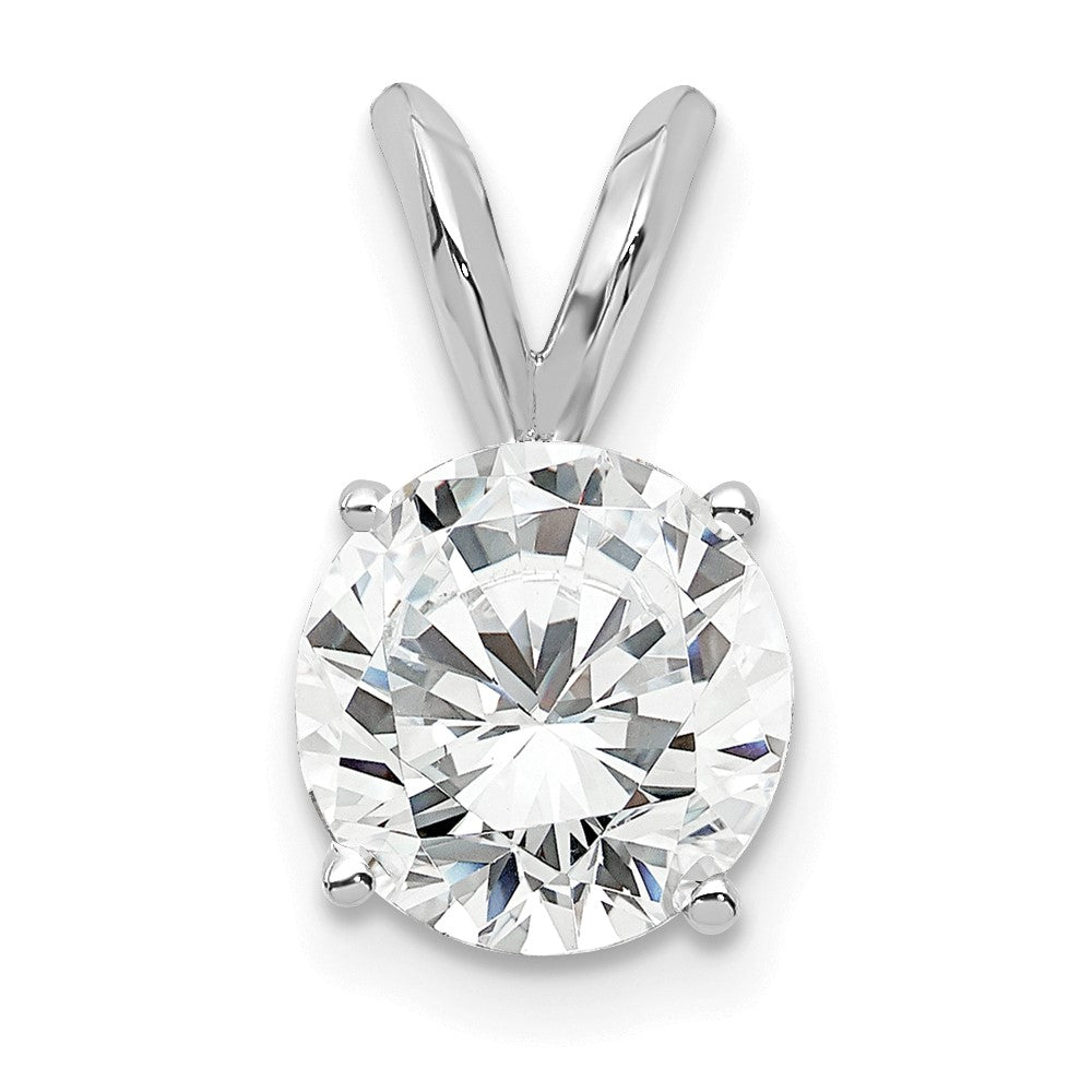 14k White Gold 1 Ct. Lab Grown Diamond VS+ F+ Round Complete Four Prong Solitaire Pendant