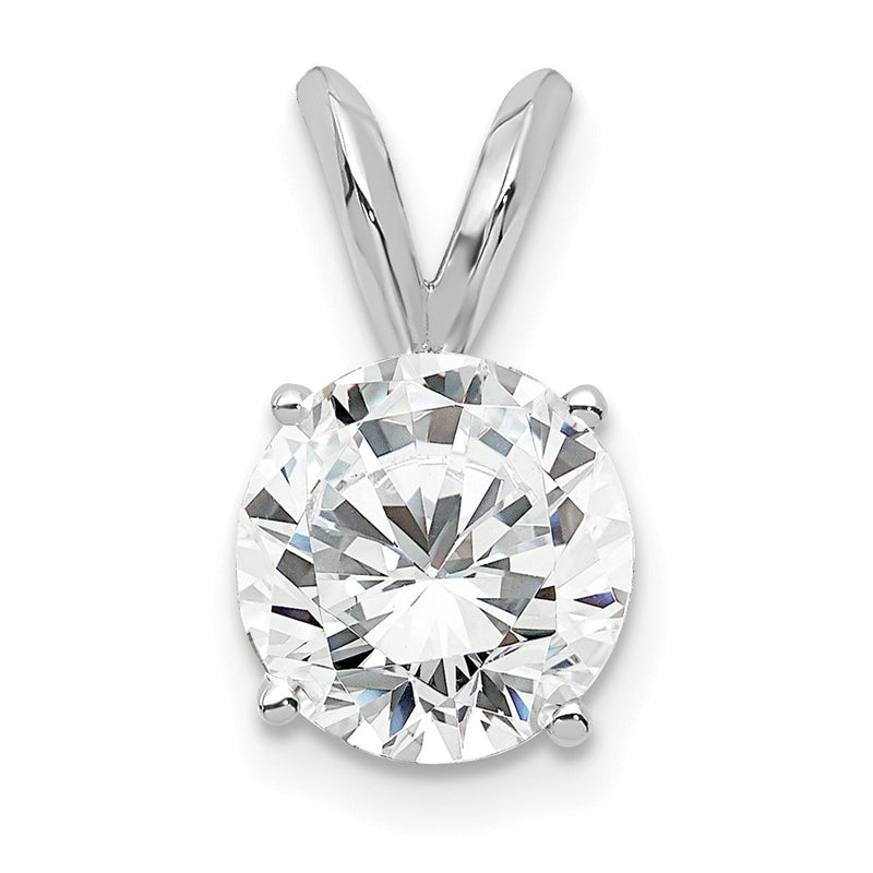 14k White Gold 1 Ct. Lab Grown Diamond VS+ F+ Round Complete Four Prong Solitaire Pendant