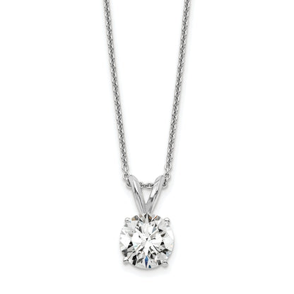 14K White Gold 1 Carat Lab Grown Diamond Vs/Si+ G+ Round Complete Four Prong 18 Inch Solitaire Pendant Necklace