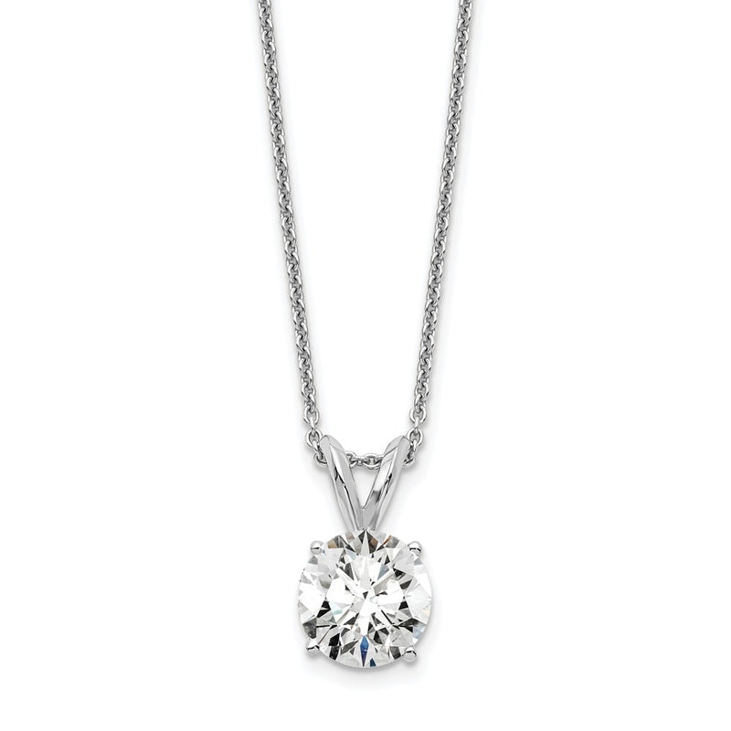 14K White Gold 1 Carat Lab Grown Diamond Vs/Si+ G+ Round Complete Four Prong 18 Inch Solitaire Pendant Necklace