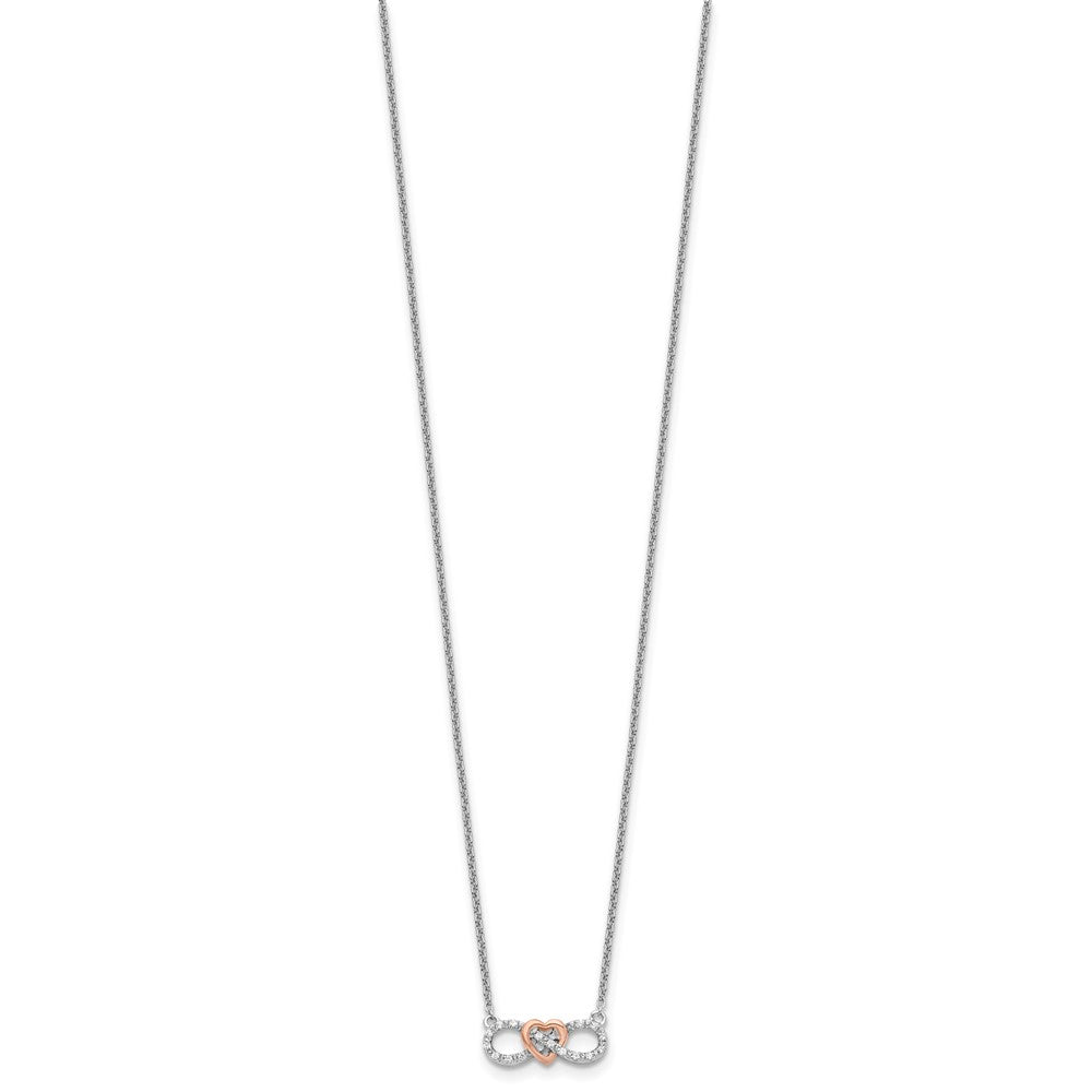 14k Two-Tone White and Rose Gold 1/15 Ct. Lab Grown Diamond VS/SI+ G+ 18 inch Infinity Heart Necklace