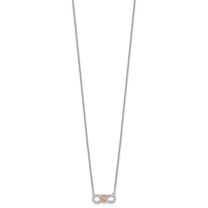 14k Two-Tone White and Rose Gold 1/15 Ct. Lab Grown Diamond VS/SI+ G+ 18 inch Infinity Heart Necklace