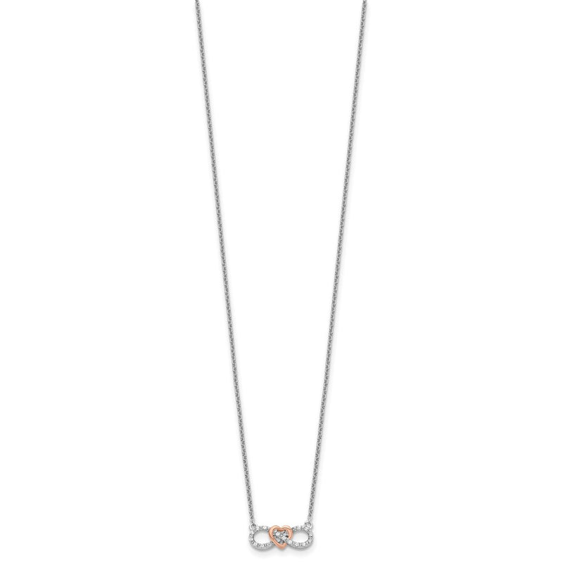 14k Two-Tone White and Rose Gold 1/15 Ct. Lab Grown Diamond VS/SI+ G+ 18 inch Infinity Heart Necklace