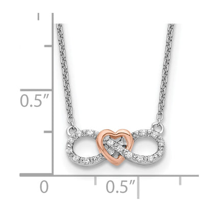 14k Two-Tone White and Rose Gold 1/15 Ct. Lab Grown Diamond VS/SI+ G+ 18 inch Infinity Heart Necklace