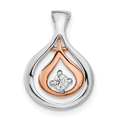 14K Two Tone Polished Fancy Diamond Chain Slide