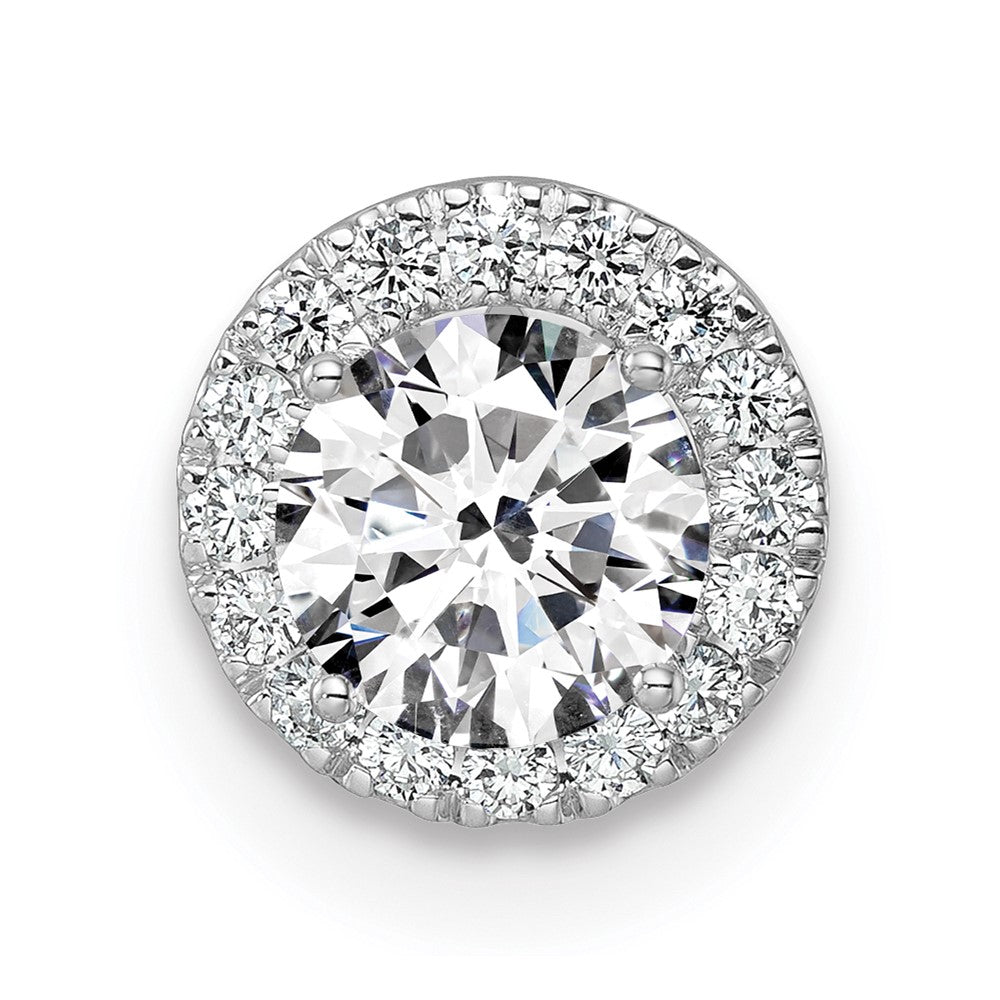 14k White Gold 2 1/2 Ct. Lab Grown Diamond VS/SI+ G+ Round Halo Chain Slide Pendant
