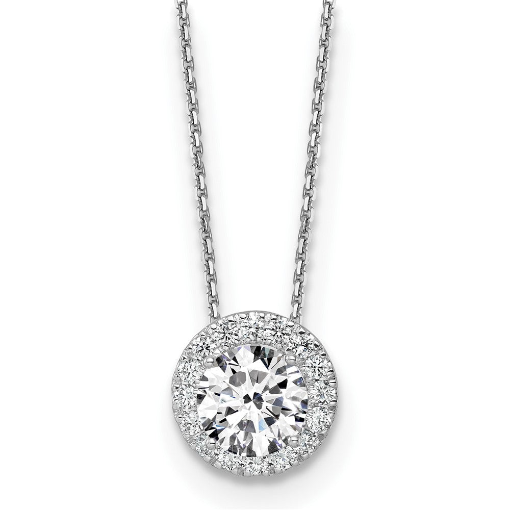 14k White Gold 2 1/2 Ct. Certified Lab Grown Diamond VS/SI+ G+ 18 inch Halo Pendant Necklace