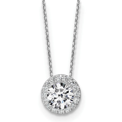 14k White Gold 2 1/2 Ct. Certified Lab Grown Diamond VS/SI+ G+ 18 inch Halo Pendant Necklace