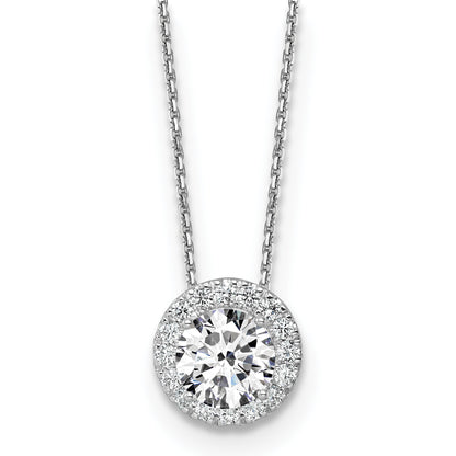14k White Gold 2 1/2 Ct. Certified Lab Grown Diamond VS/SI+ G+ 18 inch Halo Pendant Necklace