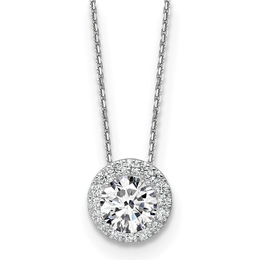 14k White Gold 2 1/2 Ct. Certified Lab Grown Diamond VS/SI+ G+ 18 inch Halo Pendant Necklace