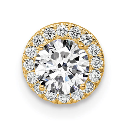 14k Yellow Gold White 1/2 Ct. Lab Grown Diamond VS/SI+ G+ Round Halo Chain Slide Pendant