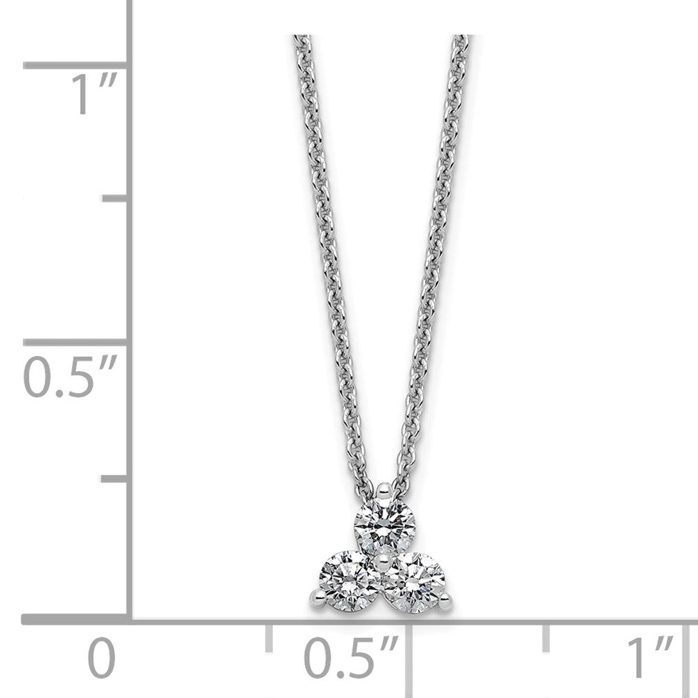 14K White Gold True Origin 3/8 Carat Lab Grown Diamond Vs D E F Three Stone 18 Inch Necklace