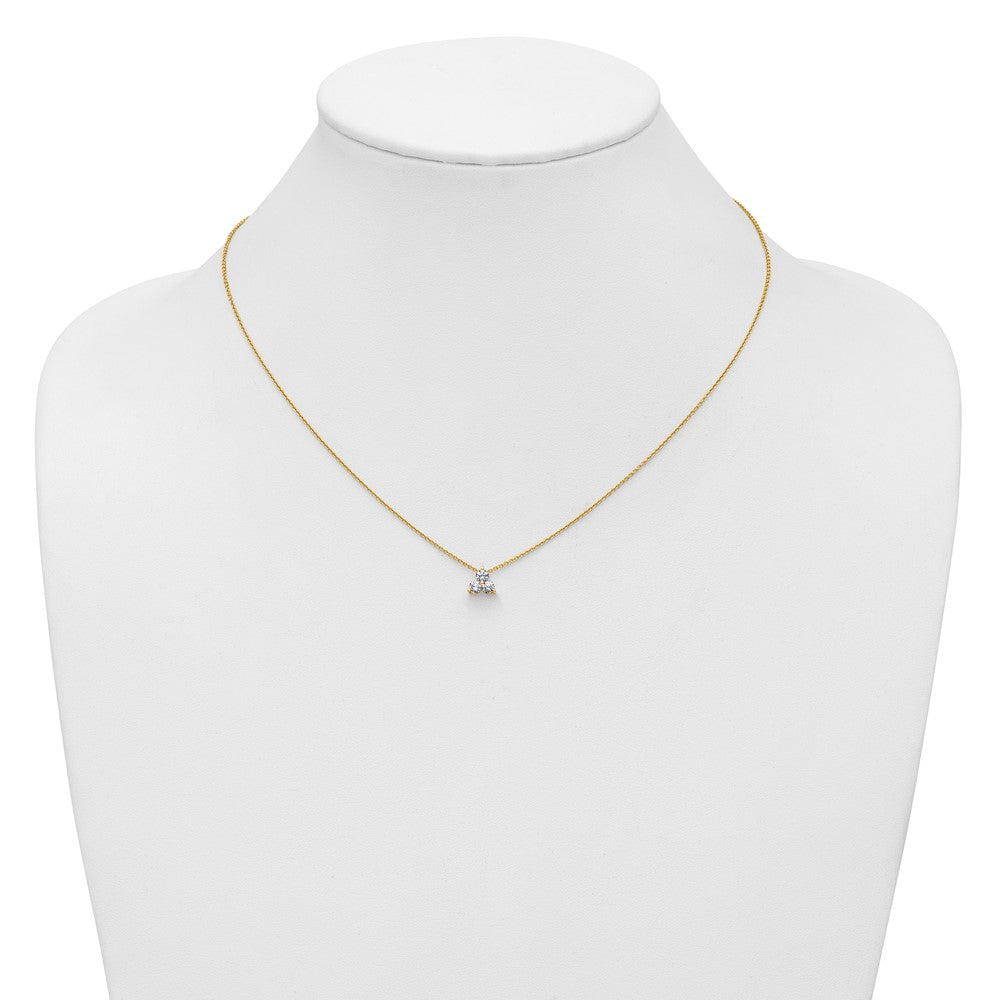 14K Yellow Gold True Origin 3/8 Carat Lab Grown Diamond Vs D E F Three Stone 18 Inch Necklace