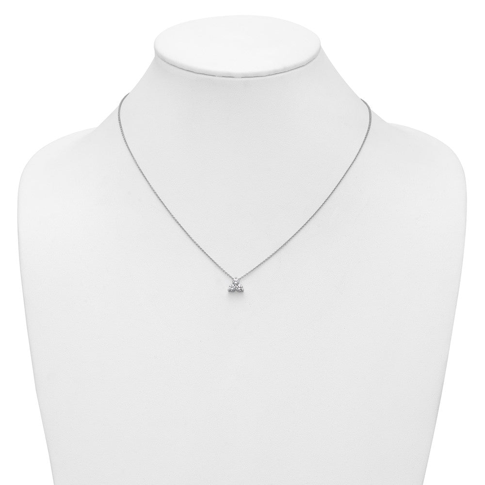 14K White Gold True Origin 1/2 Carat Lab Grown Diamond Vs D E F Three Stone 18 Inch Necklace