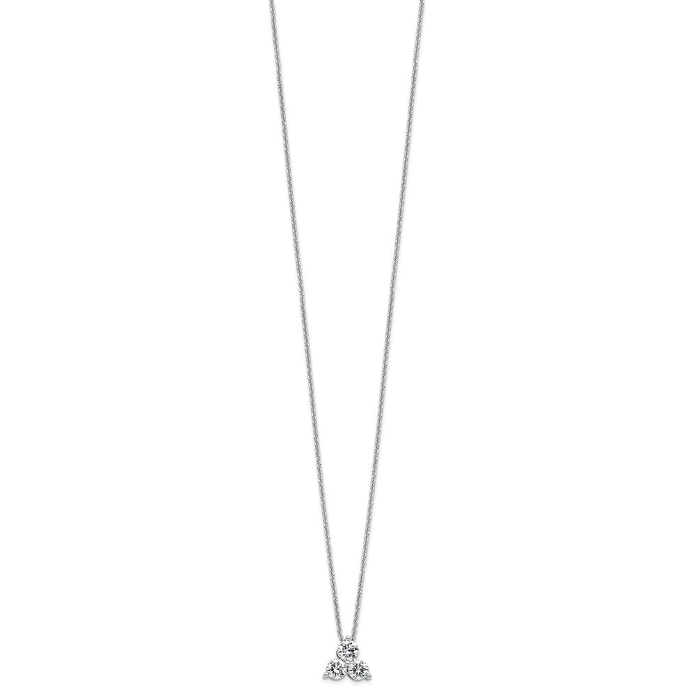 14K White Gold True Origin 3/4 Carat Lab Grown Diamond Vs D E F Three Stone 18 Inch Necklace