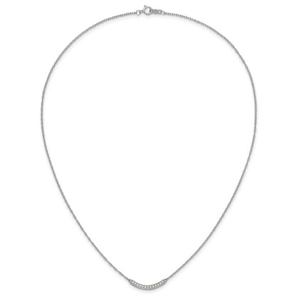 10K White Gold Diamond Curved Bar 18 Inch Necklace