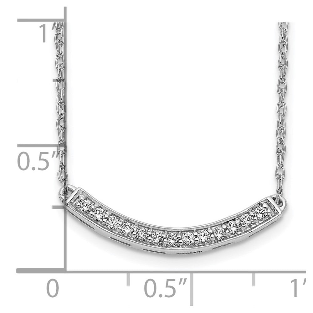14k White Gold Real Diamond Curved Bar 18 inch Necklace