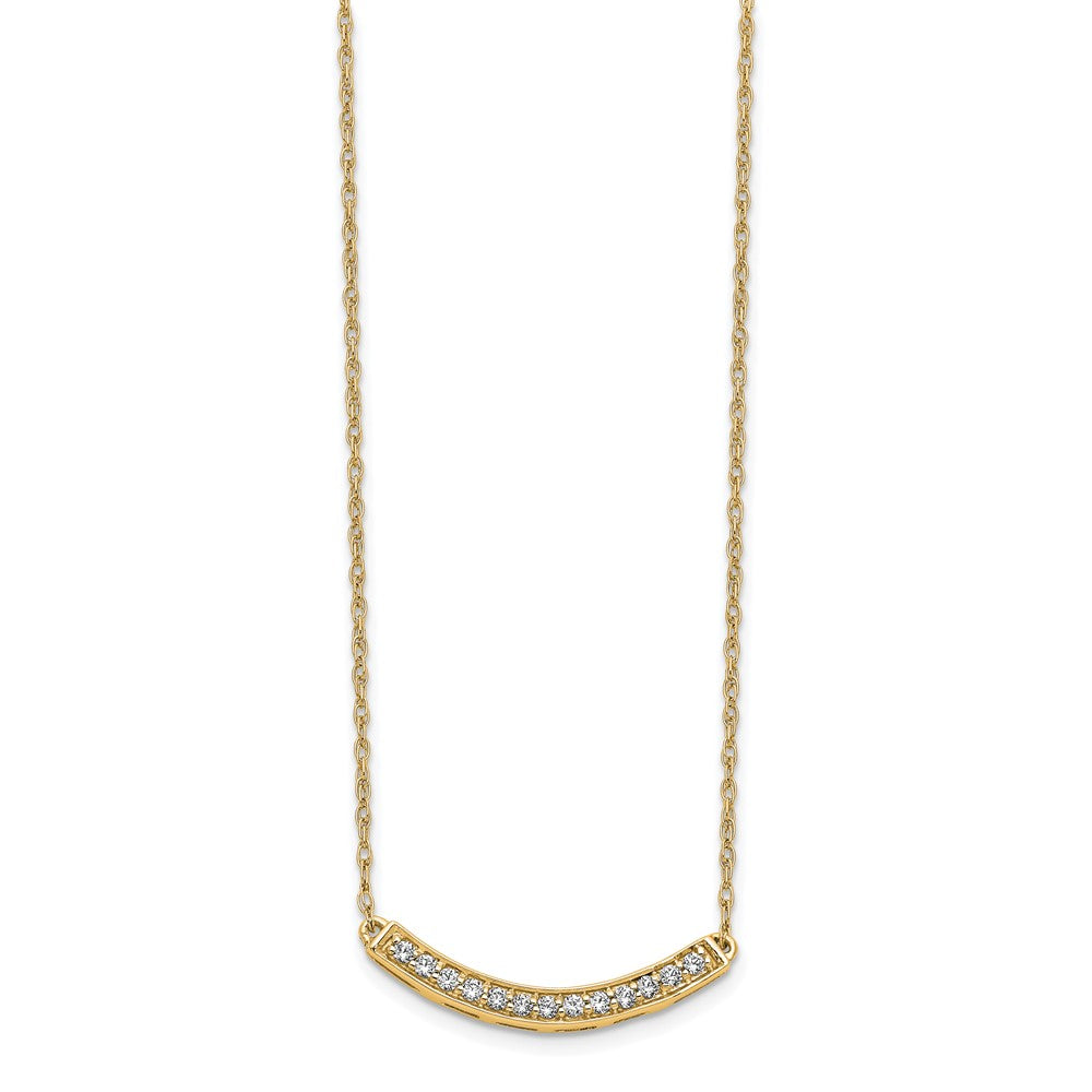 10K Yellow Gold Diamond Curved Bar 18 Inch Necklace