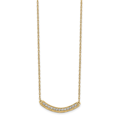 10K Yellow Gold Diamond Curved Bar 18 Inch Necklace
