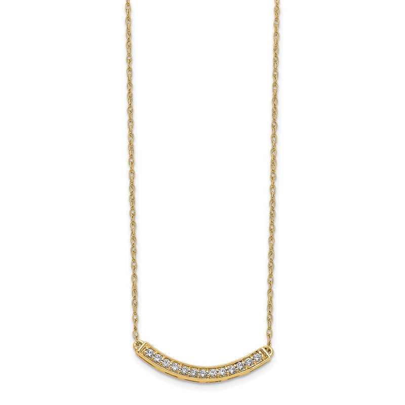 10K Yellow Gold Diamond Curved Bar 18 Inch Necklace