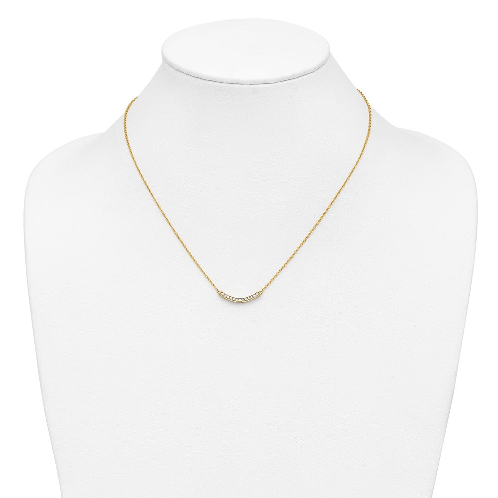 10K Yellow Gold Diamond Curved Bar 18 Inch Necklace
