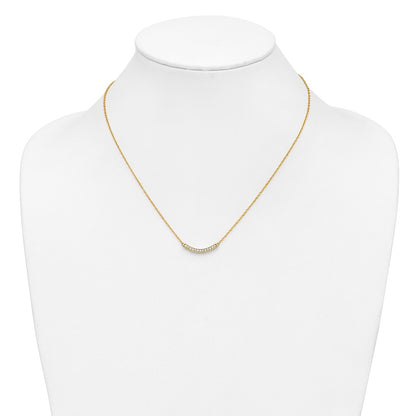 10K Yellow Gold Diamond Curved Bar 18 Inch Necklace