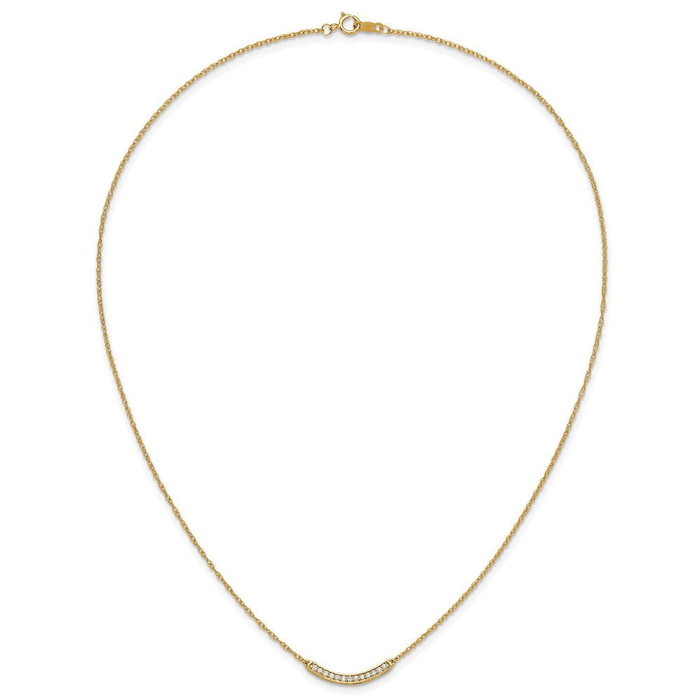 10K Yellow Gold Diamond Curved Bar 18 Inch Necklace