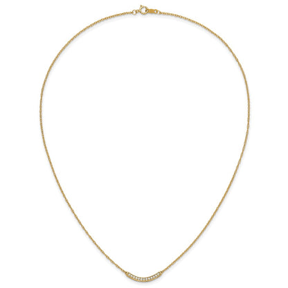 10K Yellow Gold Diamond Curved Bar 18 Inch Necklace