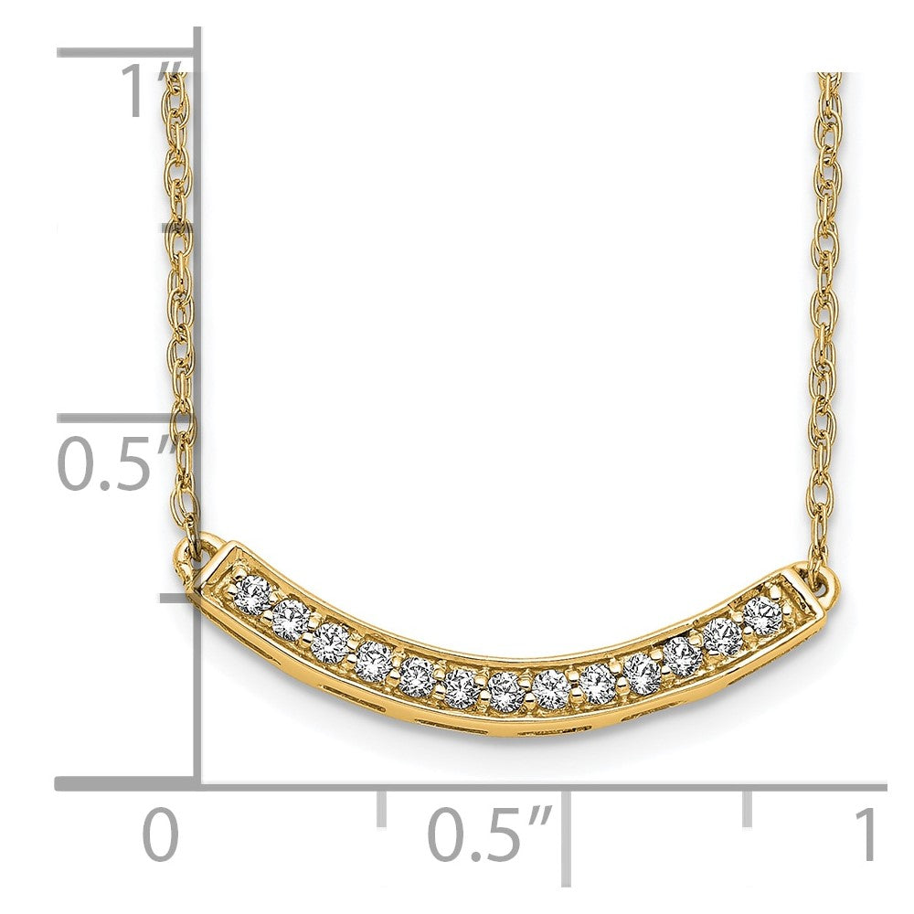 10K Yellow Gold Diamond Curved Bar 18 Inch Necklace