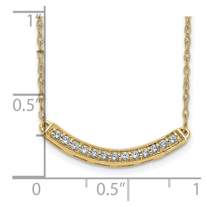 10K Yellow Gold Diamond Curved Bar 18 Inch Necklace