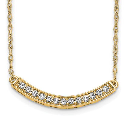 10K Yellow Gold Diamond Curved Bar 18 Inch Necklace