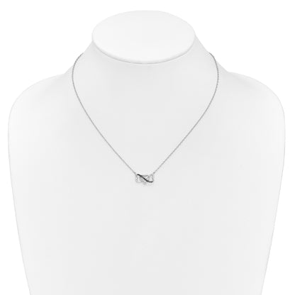 14k White Gold w/ Black and White Real Diamond Triple Heart Pendant