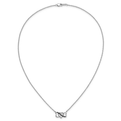 14k White Gold w/ Black and White Real Diamond Triple Heart Pendant