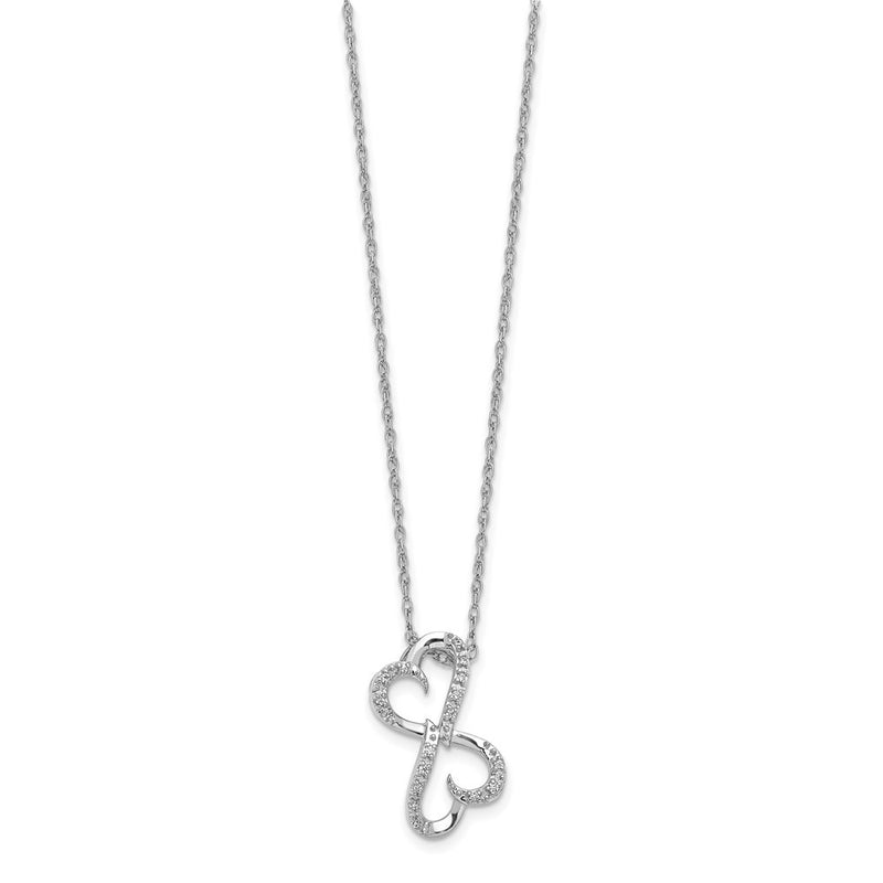 14k White Gold Real Diamond Heart 18 inch Necklace