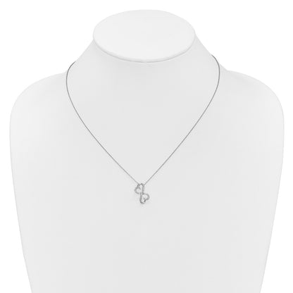 14k White Gold Real Diamond Heart 18 inch Necklace