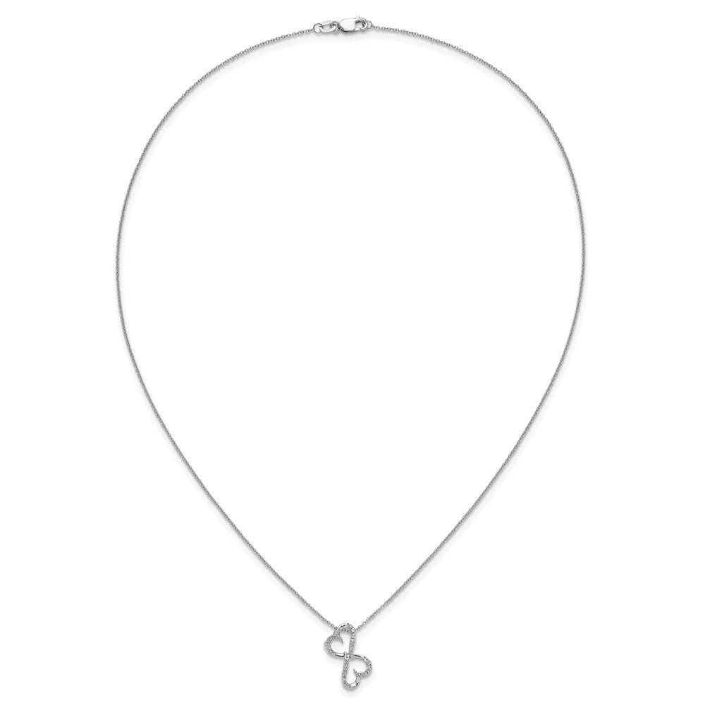 14k White Gold Real Diamond Heart 18 inch Necklace
