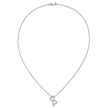 14k White Gold Real Diamond Heart 18 inch Necklace