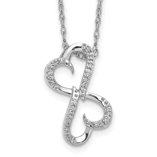 14k White Gold Real Diamond Heart 18 inch Necklace
