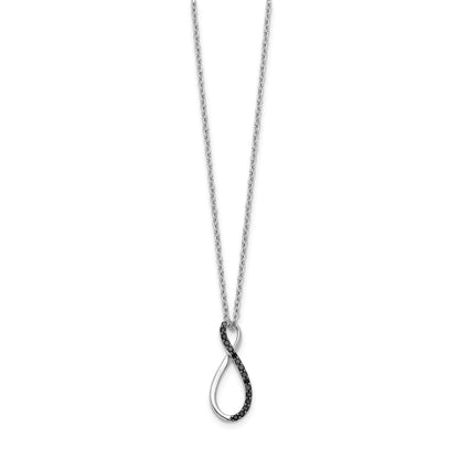 14k White Gold Black Real Diamond 18 inch Necklace