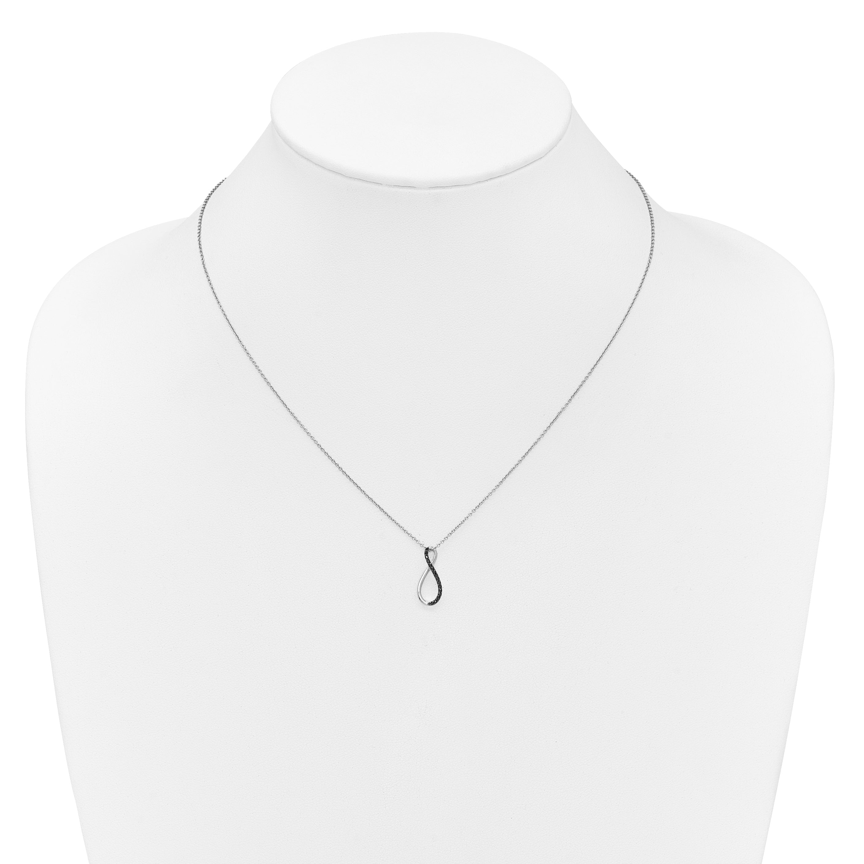 14k White Gold Black Real Diamond 18 inch Necklace