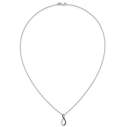 14k White Gold Black Real Diamond 18 inch Necklace