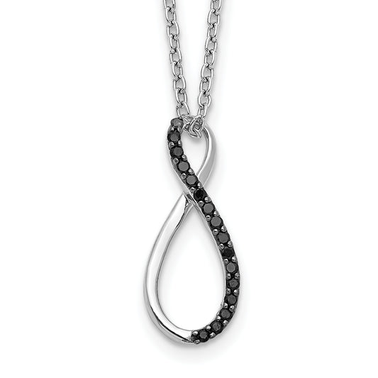 14k White Gold Black Real Diamond 18 inch Necklace