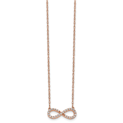 10K Rose Gold Polished Diamond Infinity Symbol 18 Inch Necklace