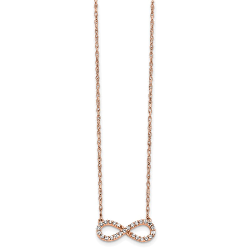 10K Rose Gold Polished Diamond Infinity Symbol 18 Inch Necklace
